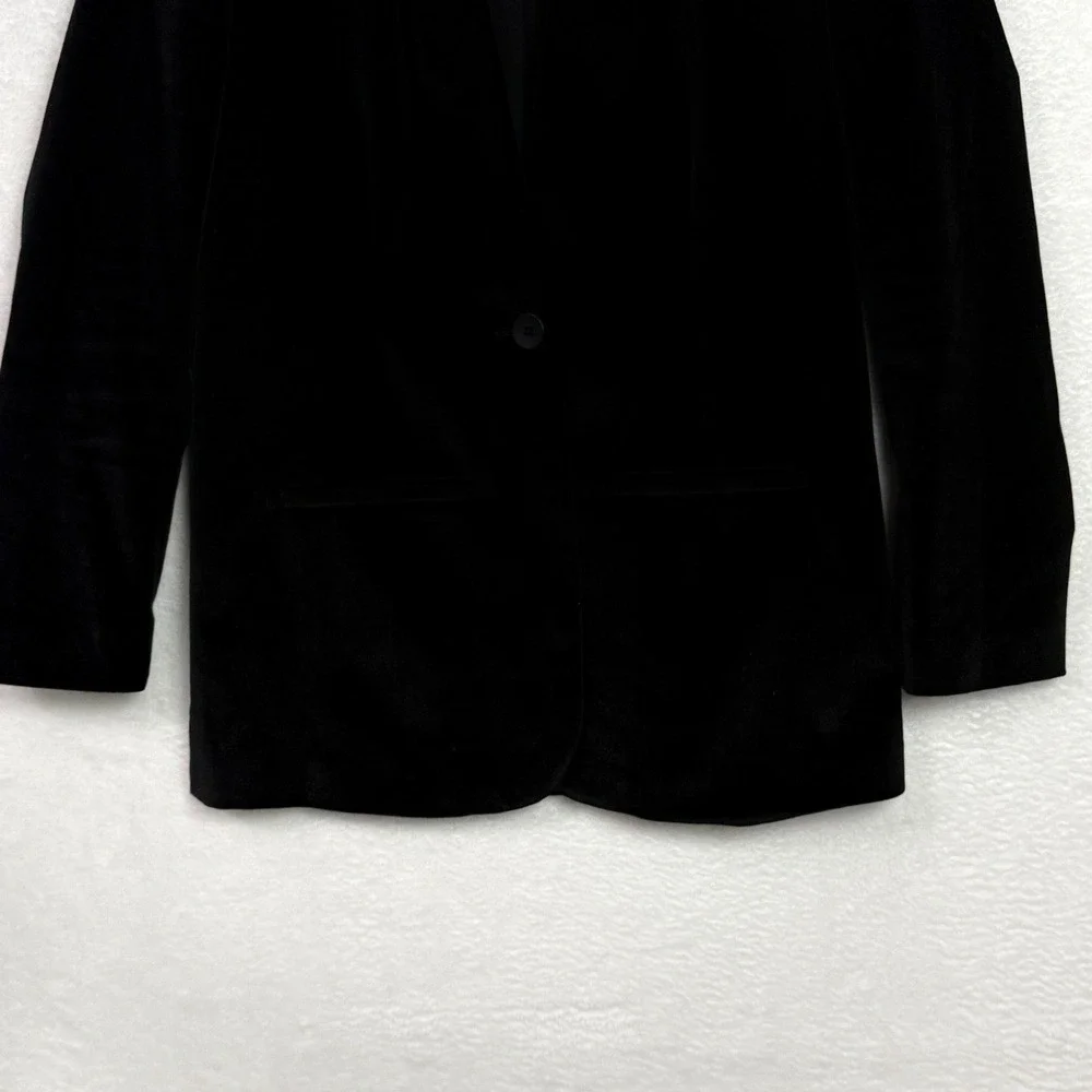 Madewell Black Velvet Single Button Blazer Jacket Womens Size‎ 2